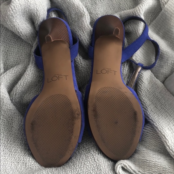 Ann Taylor Loft Strappy Blue Suede Heels - Picture 4 of 4